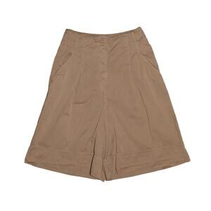 EUROPEAN CULTURE $210 Relaxed Fit High Rise Pleated Khaki‎ Short Small